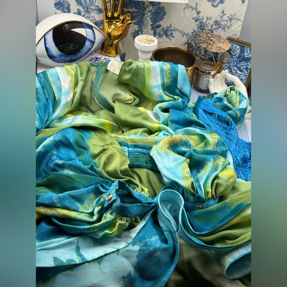 🆕 BRONX & BANCO 🧿 NWOT Bedouin Coastal Mini Dress, Blue Multi - Sz L US 8 - Picture 14 of 17